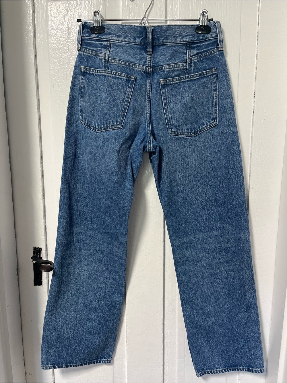 J Crew Petite Mid Rise Relaxed Straight Denim Jean with suede stripe size 24 - Picture 4 of 12